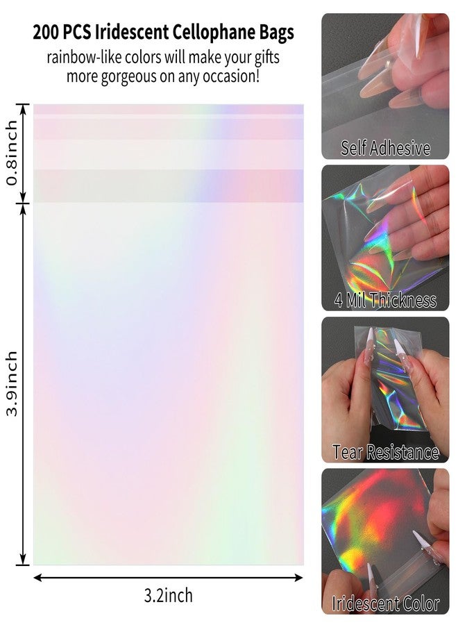 وولاين أكياس بسكويت ذاتية الإغلاق من والين، 200 قطعة، مقاس 3.9 × 3.2 بوصة، أكياس سيلوفان هولوغرافية، أكياس حلوى فردية قابلة لإعادة الإغلاق، مثالية لحفلات التخرج، وحفلات الزفاف، وأعياد الميلاد، وهدايا الحفلات، ومستلزمات تغليف الحلويات والمخابز - Image 2